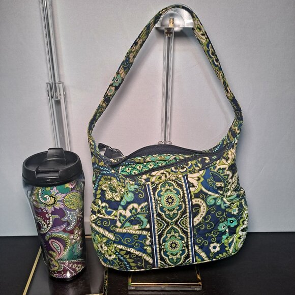vera bradley sophie rhythm & blues purse and Purple Paisley travel mug - Picture 1 of 8